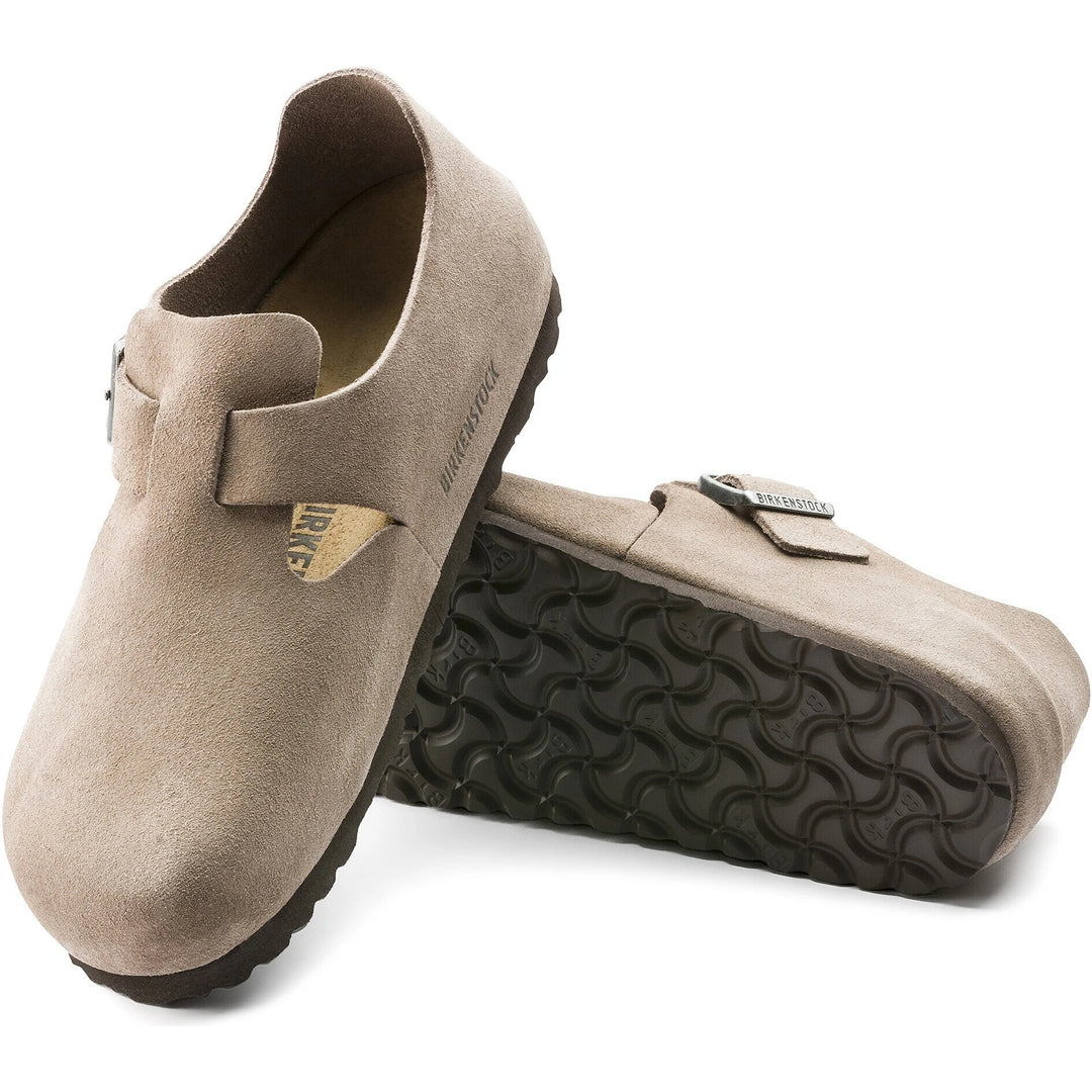 Sole of Birkenstock Unisex London Suede Shoe in Taupe