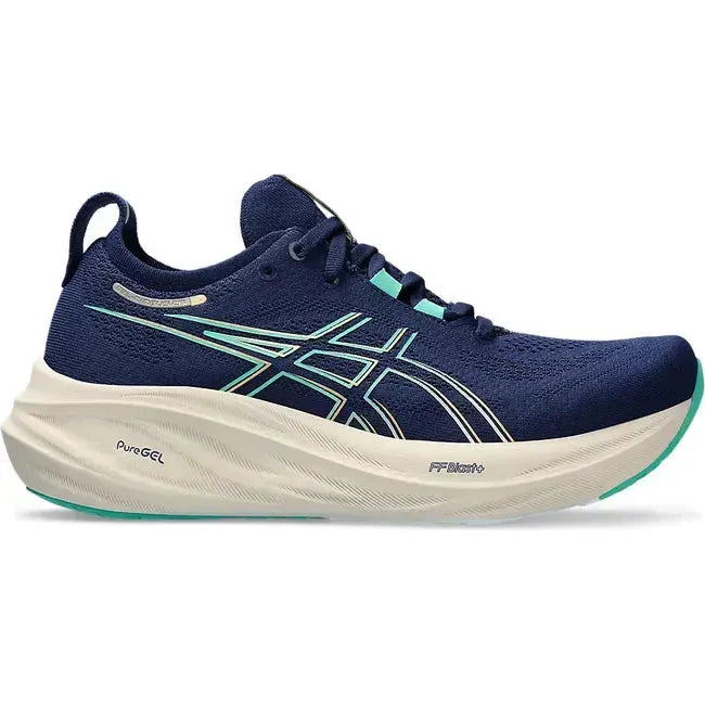 ASICS Women's Gel-Nimbus 26 Running Shoe BLUE EXPANSE/AURORA GREEN 1012B601-400