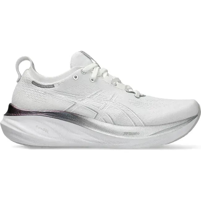 ASICS Women's Gel-Nimbus 26 Running Shoe Real White/Pure Silver 1012B720-100