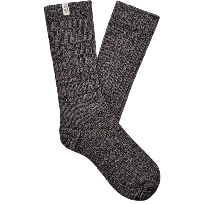 Pair of Ugg Rib Knit Slouchy Crew socks in grey/black