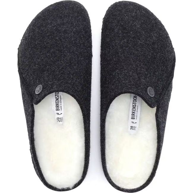 Top down view of Birkenstock Women&#39;s Zermatt Shearling Slippers in Anthracite