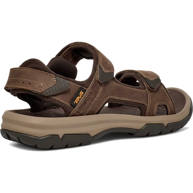 Heel of Men's Teva Langdon Sandal in Walnut Brown with velcro back strap