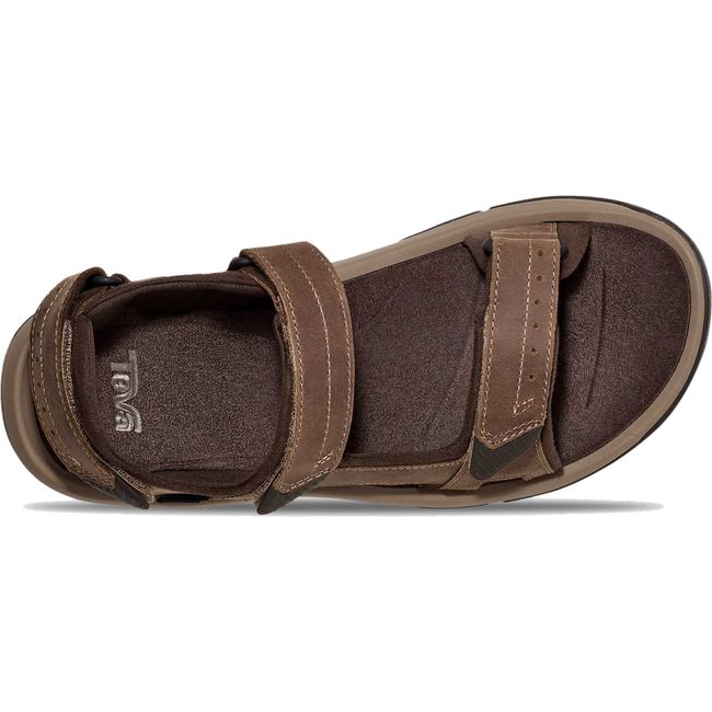 Upper of Men's Teva Langdon Sandal in Walnut Brown with three velcro straps