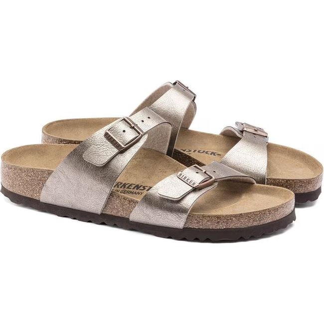 Pair of Birkenstock Women&#39;s Sydney Birko-Flor Sandals in Graceful Taupe