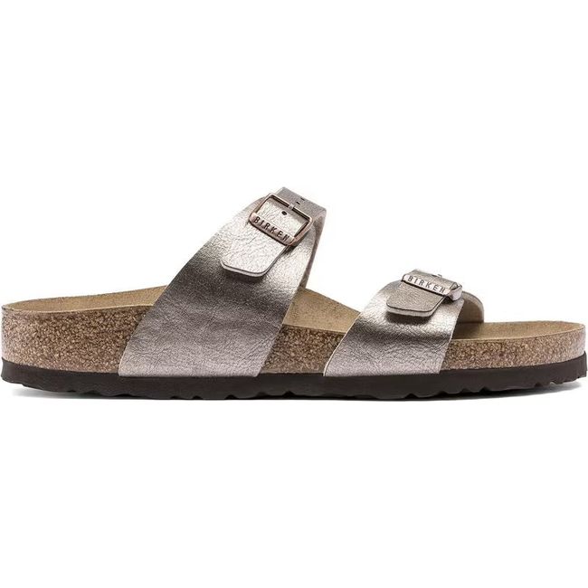 Lateral side of Birkenstock Women&#39;s Sydney Birko-Flor Sandals in Graceful Taupe