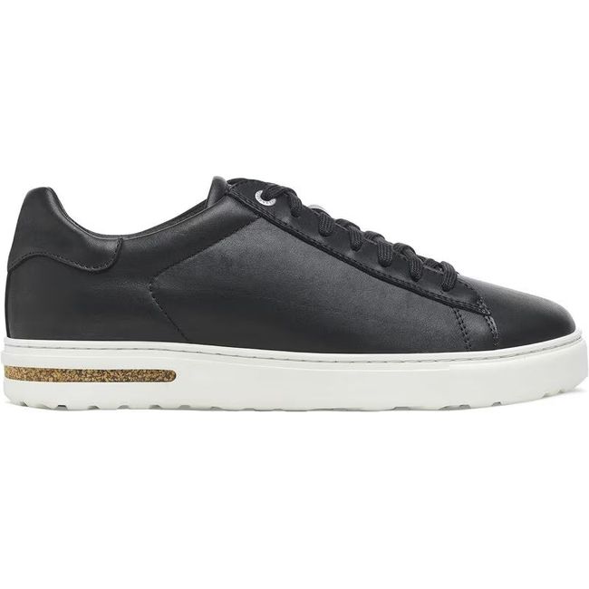 Lateral side of Birkenstock Unisex Bend Shoe in Black Leather with lace up closure