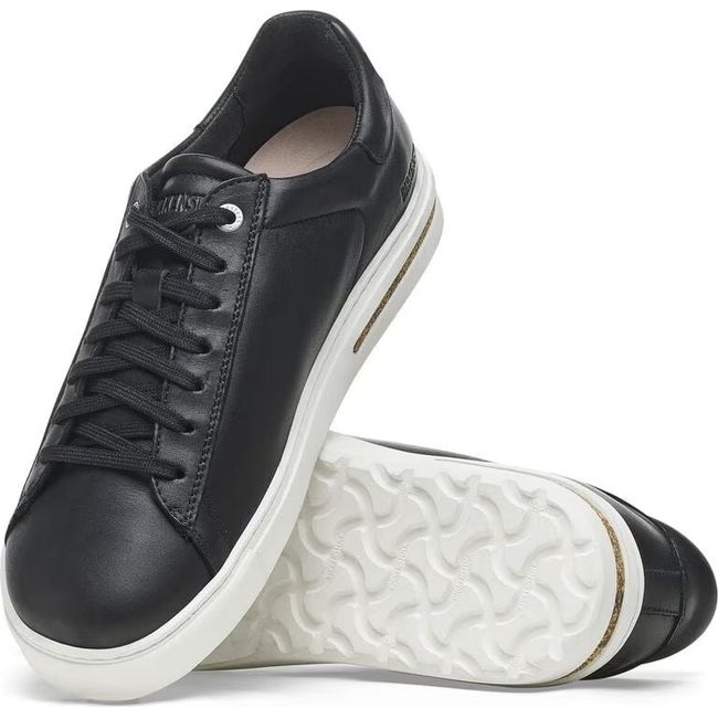 Upper and sole of Birkenstock Unisex Bend Shoes in Black Leather with lace up closure