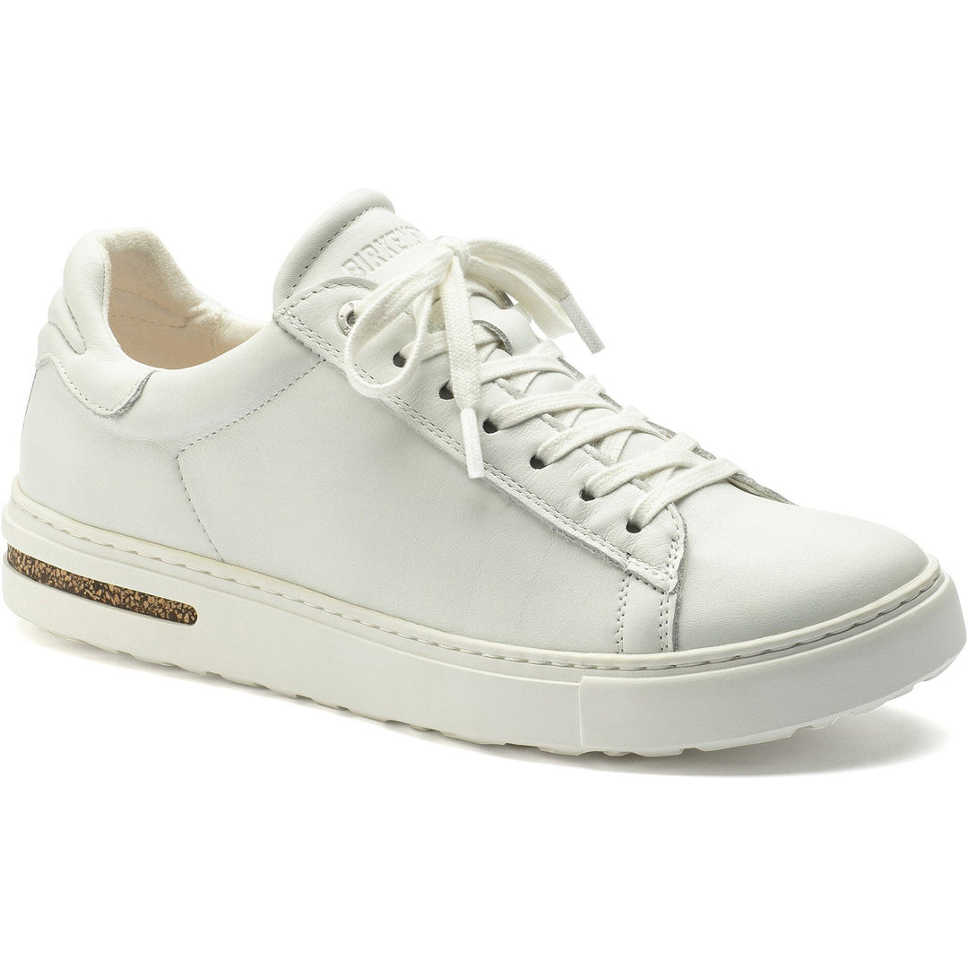 Birkenstock Unisex Bend Low Leather Sneaker in White - three-quarter view
