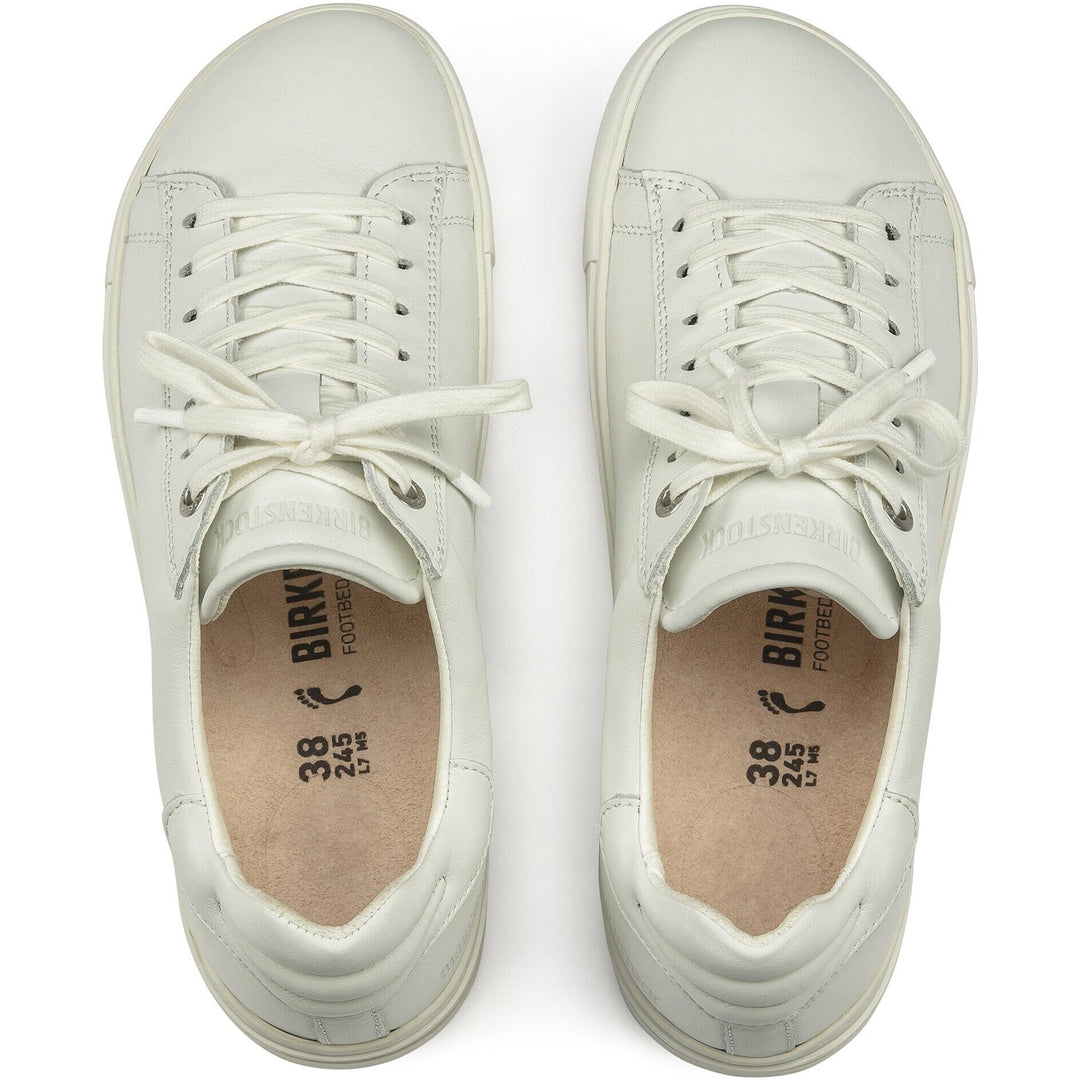 Birkenstock Unisex Bend Low Leather Sneaker in White - top view