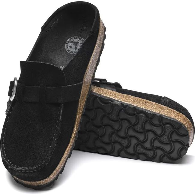 Upper and sole of Birkenstock Women's Buckley Suede Clogs in black