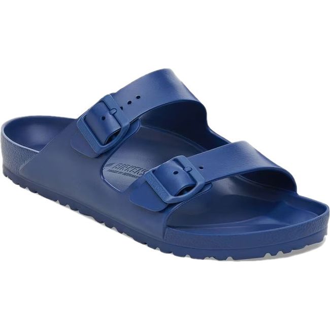 Front angled view of Birkenstock Women&#39;s Arizona EVA Narrow two strap sandal in navy