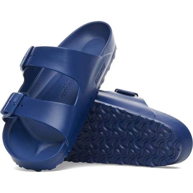 Pair of Birkenstock Women&#39;s Arizona EVA Narrow two strap sandals in navy