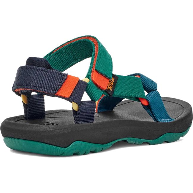 Heel of Kids Teva Hurricane XLT 2 Sandal in Blue Coral Multi with velcro back strap