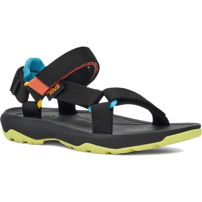 Front of Kids Teva Hurricane XLT 2 Sandal in Black Multi with velcro straps