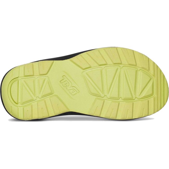 Neon green sole of Kids Teva Hurricane XLT 2 Sandal in Black Multi upper