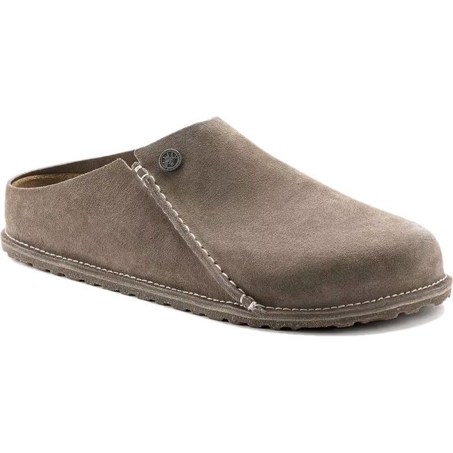Front Angled View of Birkenstock Men's Zermatt Premium Clog in Gray Taupe