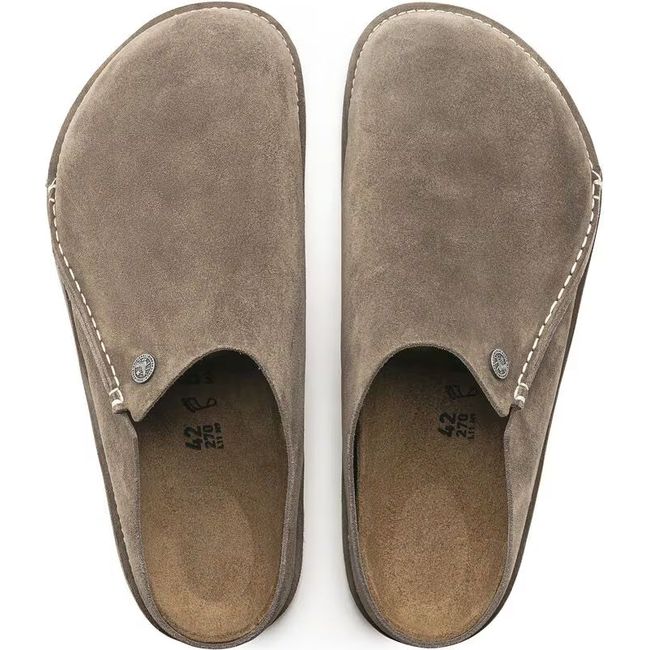Top down view of Birkenstock Men's Zermatt Premium Clogs in Gray Taupe