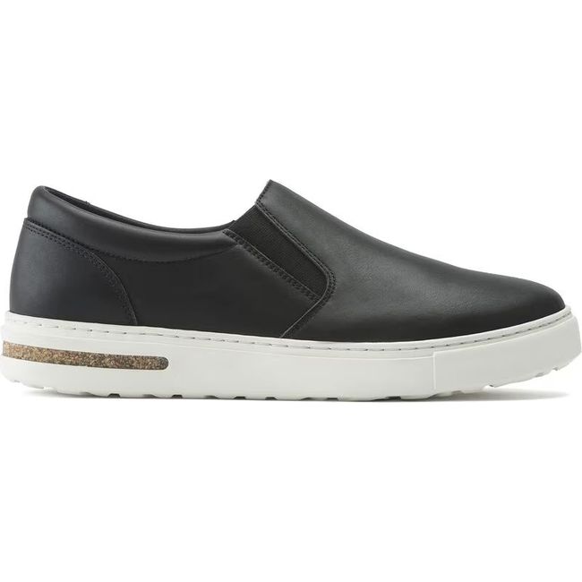 Lateral side of Birkenstock Unisex Oswego slip on Shoe in black leather