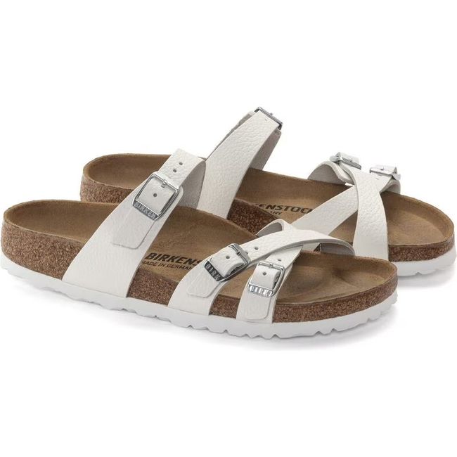Pair of Birkenstock Women's Franca Sandals in white leather