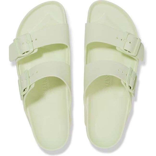 Top down view of Birkenstock Women's Arizona EVA Sandals in faded lime