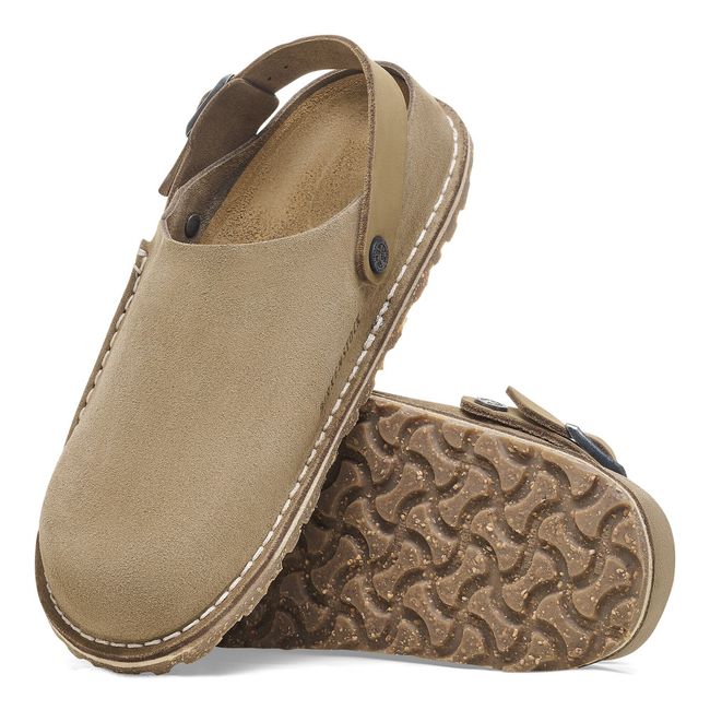 Outsole of Birkenstock Unisex Lutry Premium Suede Clog in Gray Taupe