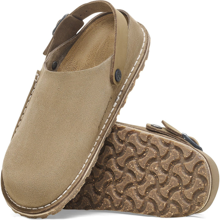 Outsole of Birkenstock Unisex Lutry Premium Suede Clog in Gray Taupe
