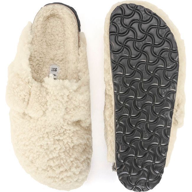 Birkenstock Women's Boston Big Buckle Eggshell Shearling Narrow Clog 1025664