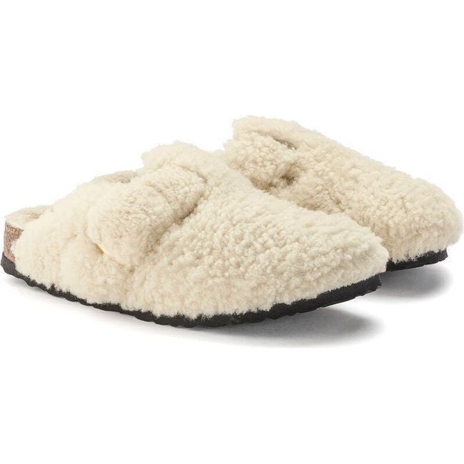 Birkenstock Women's Boston Big Buckle Eggshell Shearling Narrow Clog 1025664
