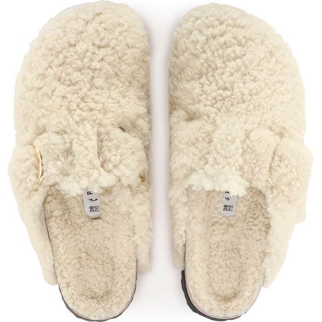 Birkenstock Women's Boston Big Buckle Eggshell Shearling Narrow Clog 1025664
