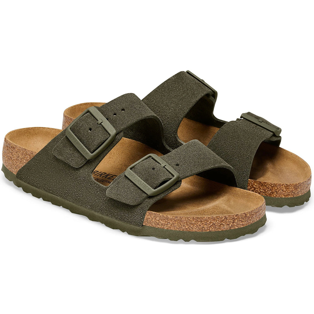 Pair of Birkenstock Unisex Arizona Suede Sandals in Thyme