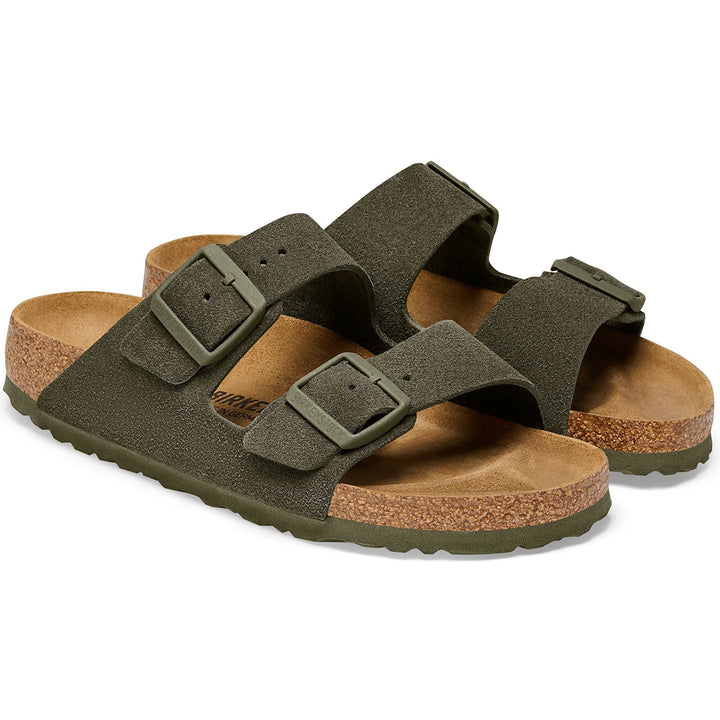 Pair of Birkenstock Unisex Arizona Suede Sandals in Thyme