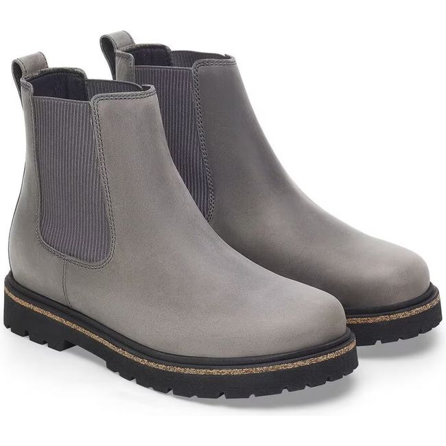 Pair of Birkenstock Women's Highwood Slip On Mid Chelsea Boots in Graphite gray