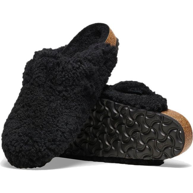 Black fuzzy birkenstocks hot sale