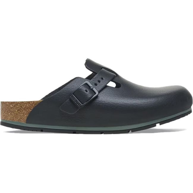 Lateral side of Birkenstock Unisex Boston Pro Clog in black leather