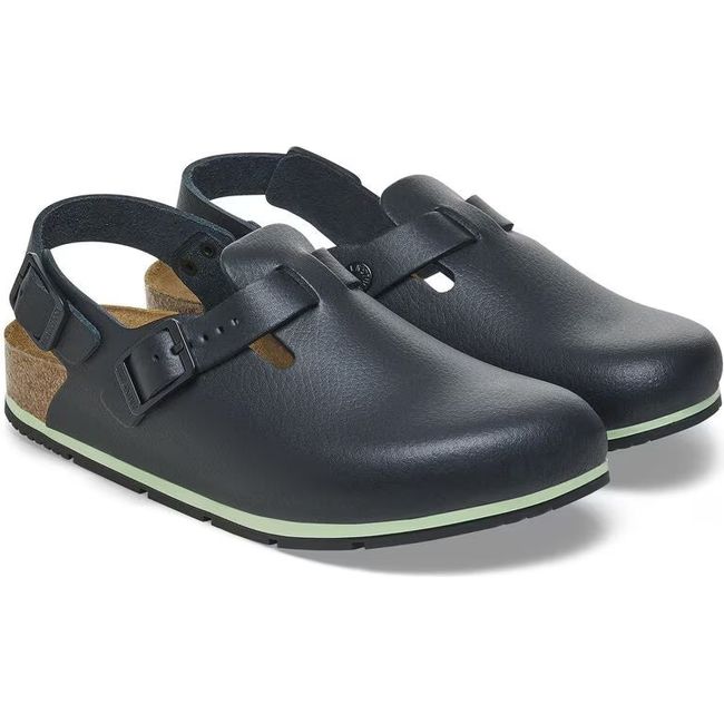 Pair of Birkenstock Unisex Tokio Pro Clogs in black leather with backstraps