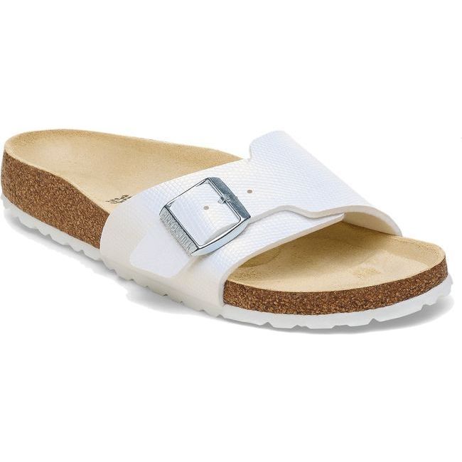 Birkenstock Women's Catalina Shiny Lizard White Narrow Sandal 1026468