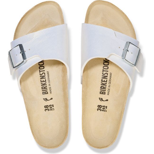 Birkenstock Women's Catalina Shiny Lizard White Narrow Sandal 1026468