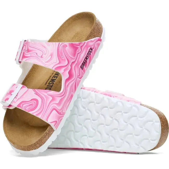 Birkenstock Women&#39;s Arizona Birko-Flor Marble Pink Narrow Sandal 1026548