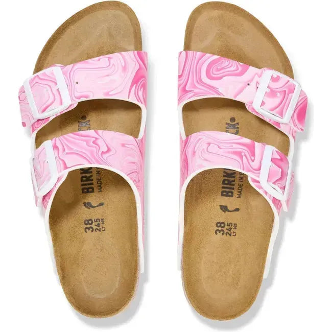Birkenstock Women&#39;s Arizona Birko-Flor Marble Pink Narrow Sandal 1026548