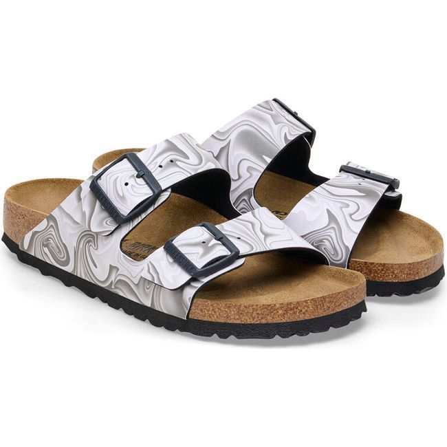 Birkenstock Women&#39;s Arizona Birko-Flor Marble Black Narrow Sandal 1026486