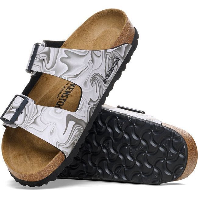 Birkenstock Women&#39;s Arizona Birko-Flor Marble Black Narrow Sandal 1026486