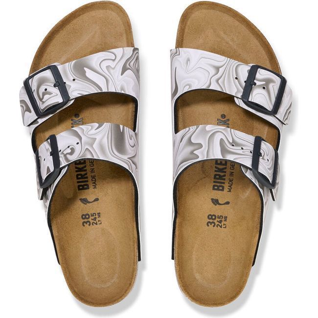 Birkenstock Women&#39;s Arizona Birko-Flor Marble Black Narrow Sandal 1026486