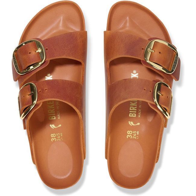Birkenstock Women's Arizona Big Buckle Oiled Leather Narrow Sandal Burnt Orange 1026661
