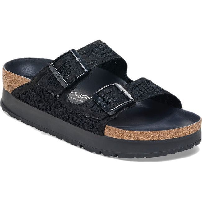 Birkenstock Women's Arizona Platform Black Mesh Narrow Sandal 1026876