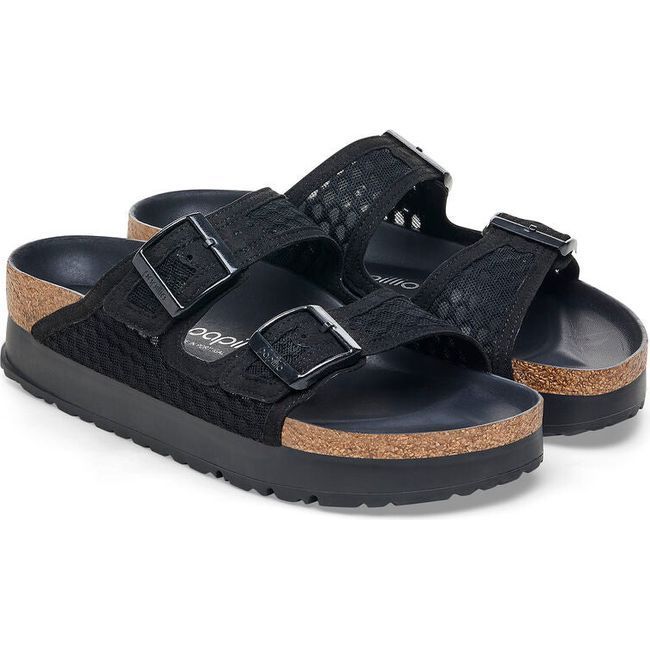 Birkenstock Women's Arizona Platform Black Mesh Narrow Sandal 1026876