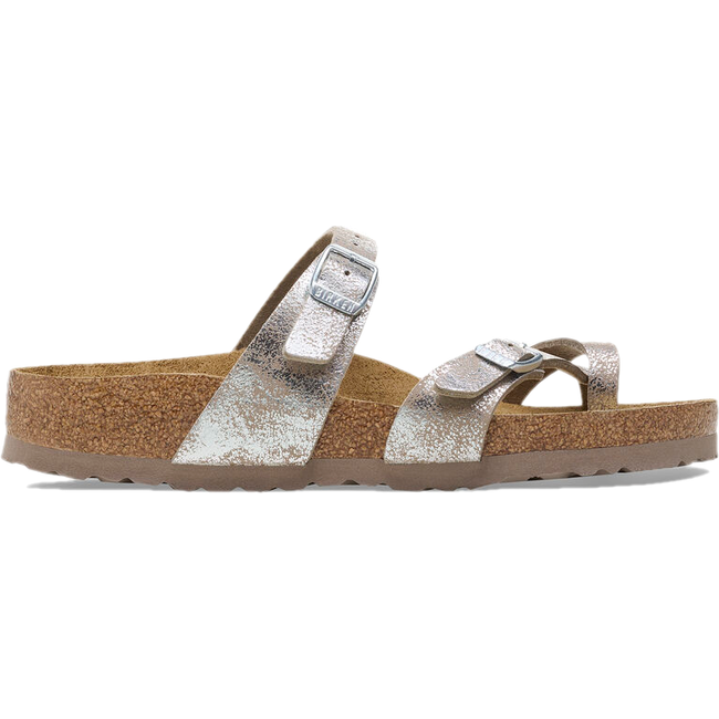 Birkenstock Women&#39;s Mayari Washed Metallic Silver Sandal 1026992