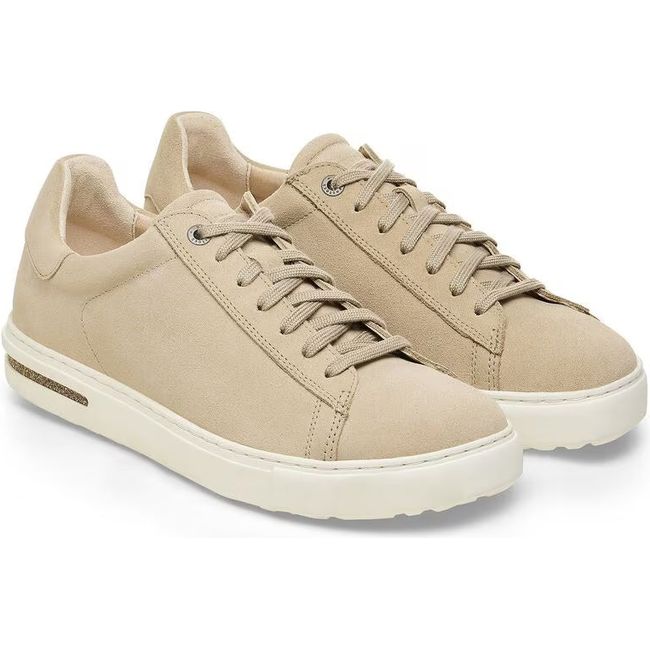 Pair of Birkenstock Unisex Bend Shoes in Sandcastle beige and white