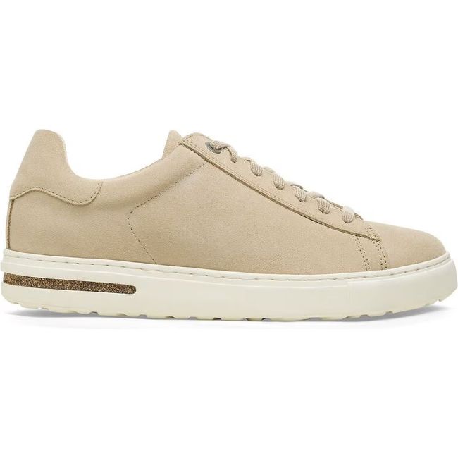 Lateral side of Birkenstock Unisex Bend Shoe in Sandcastle beige and white