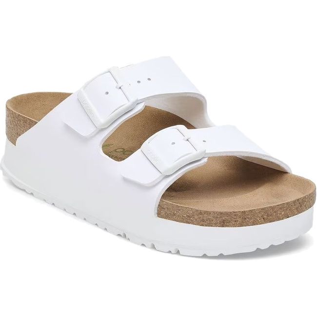 White Birkenstock Women's Arizona Platform Vegan Narrow Sandal