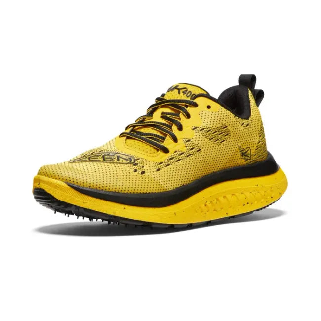 Frong angled view of KEEN Women's WK400 Walking Shoe in Yellow &amp; Black